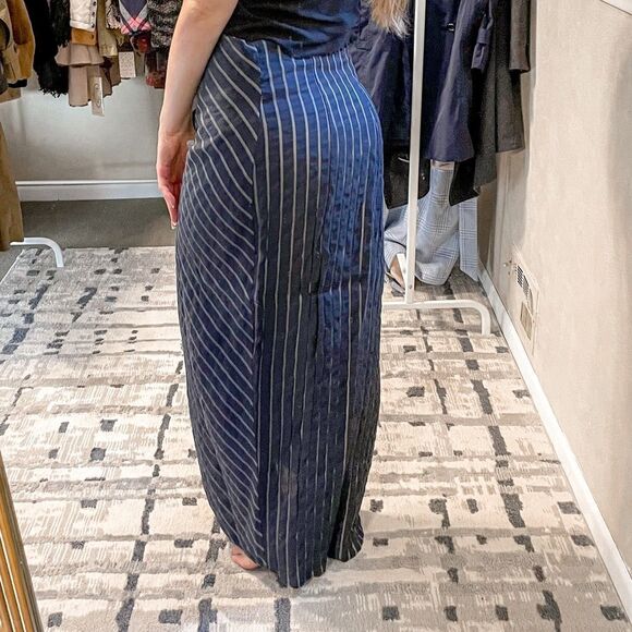 Kimora Lee Simons Striped Maxi Wrap Skirt Navy 6 - Picture 5 of 10